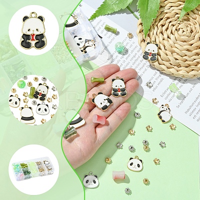DIY Bamboo & Panda Acrylic & Alloy Enamel Bracelets Jewelry Making Kits DIY-FS0007-48-1