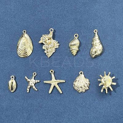 9Pcs 9 Styles Ocean Series Alloy Pendants FIND-FS0003-31-1