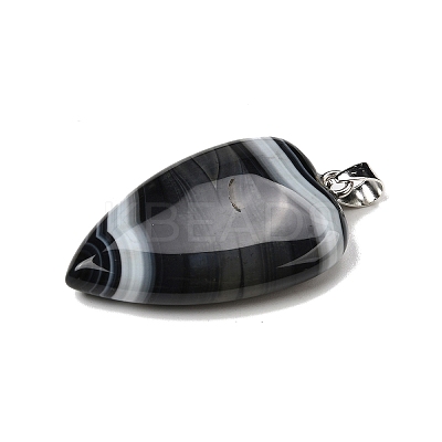 Natural Black Banded Agate(Dyed & Heated) Pendants G-F820-04P-13-1