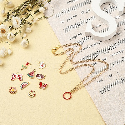 30Pcs 30 Style Light Gold Alloy Enamel Pendants ENAM-YW0001-81-1