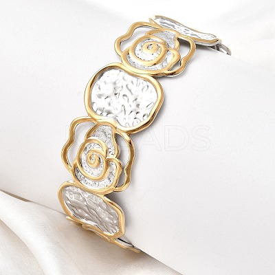 Hammered 304 Stainless Steel Cuff Bangles for Women BJEW-P371-01B-1