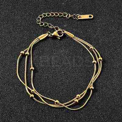 304 Stainless Steel Satellite Chains Multi-strand Bracelets for Women BJEW-V012-05G-1
