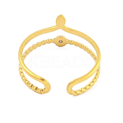 304 Stainless Steel Cubic Zirconia Open Cuff Ring RJEW-S406-02G-03-1