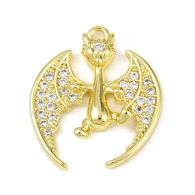 Brass Micro Pave Clear Cubic Zirconia Pendants X-KK-L238-04G-1