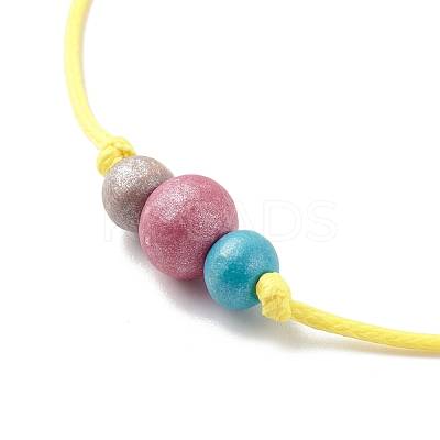 Natural Wood Round Beaded Bracelets BJEW-JB08565-1