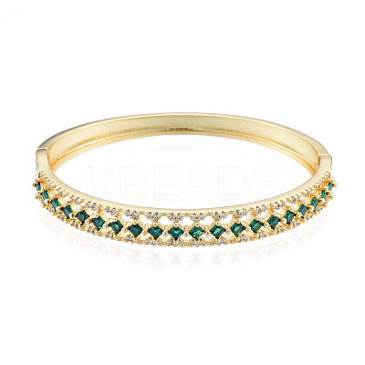 Cubic Zirconia Rhombus Hinged Bangle BJEW-N014-013-1
