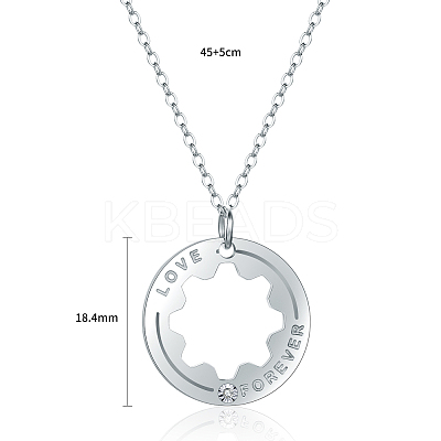 Hollow Gear Inlaid Morganite Pendant Necklace LL3879-1