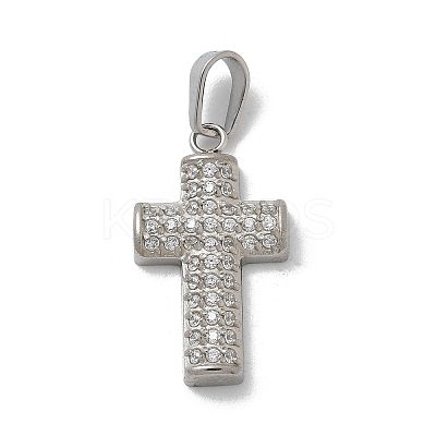 304 Stainless Steel Micro Pave Cubic Zirconia Pendants STAS-Z107-08P-16-1