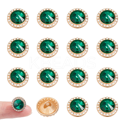 20Pcs 1-Hole Flat Round Zinc Alloy Rhinestones Buttons ALRI-NB0001-20E-1