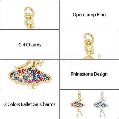 4Pcs 2 Colors Brass Micro Pave Cubic Zirconia Pendants KK-DC0003-39-1