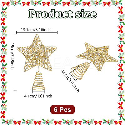 Glitter Iron Christmas Treetop Star Ornament AJEW-WH0031-83-1