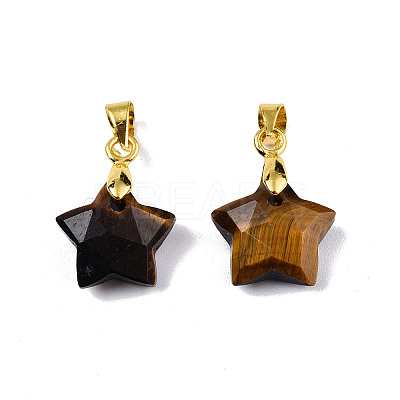Natural Tiger Eye Charms X-G-N326-142-01-1