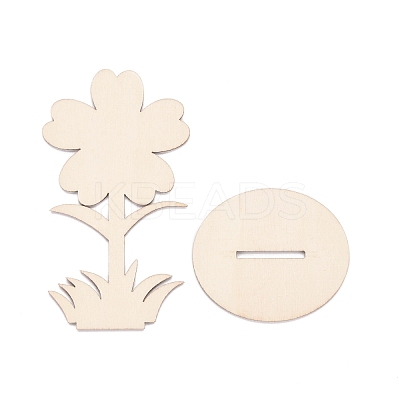 DIY Unfinished Wood Flowers Cutout WOOD-P017-05-1