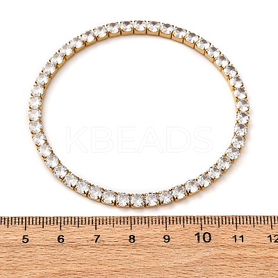 304 Stainless Steel with Clear Cubic Zirconia Link Chain Bracelets for Women BJEW-G754-02G-1