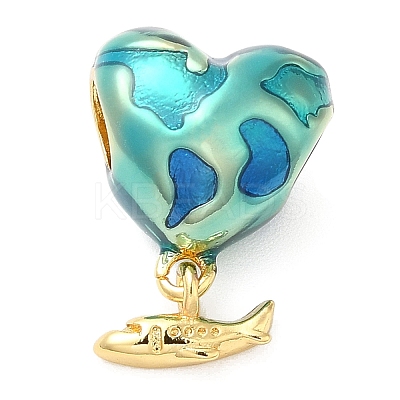 Rack Plating Brass Enamel European Dangle Charms KK-D027-09G-1
