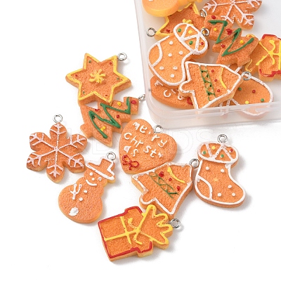 18Pcs 9 Styles Christmas Theme Opaque Resin Pendants RESI-FS0001-40-1