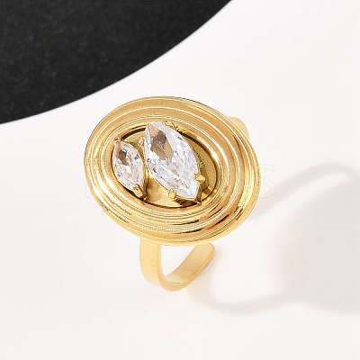 304 Stainless Steel Cuff Rings for Women LS-RJEW-S639-05G-1
