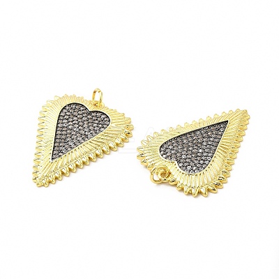 Rack Plating Brass Micro Pave Clear Cubic Zirconia Pendants KK-I699-04GB-1