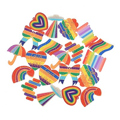 20Pcs 10 Styles Rainbow Theme Acrylic Pendants MACR-FS0002-11-1