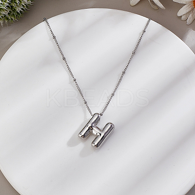 1pc Brass Chain with Alloy Letter Pendants Necklaces NJEW-LP0001-41H-P-1