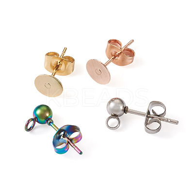 80Pcs 8 Style 304 Stainless Steel Stud Earring Findings STAS-PJ0001-40-1