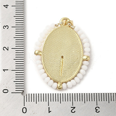 Brass Pave Shell Pendants KK-I708-01-G-1