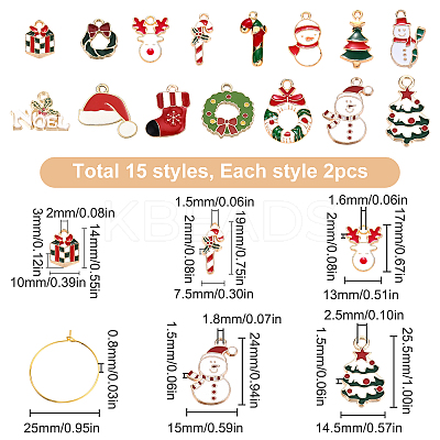 30Pcs 15 Style Alloy Enamel Pendants PALLOY-SC0003-94-1