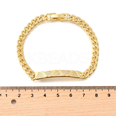 Brass Micro Pave Clear Cubic Zirconia Link Bracelets BJEW-F498-03B-G-1