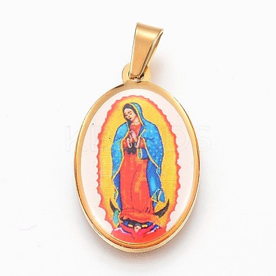 304 Stainless Steel Lady of Guadalupe Pendants X-STAS-F165-33G-1