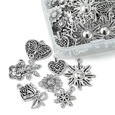 60Pcs 10 Styles Tibetan Style Alloy Pendants FIND-FS0002-30-1