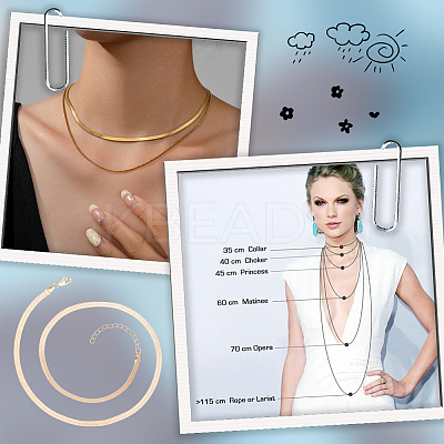 4Pcs Brass Flat Snake Chain Necklaces for Women NJEW-BBC0001-37-1