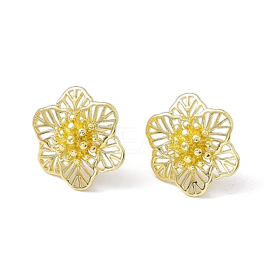 Rack Plating Brass Hollow Out Flower Stud Earrings for Women EJEW-I277-17G-1