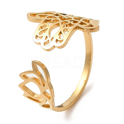 304 Stainless Steel Open Cuff Ring RJEW-Z026-01G-1