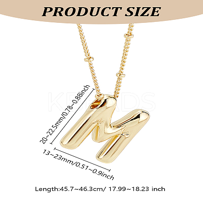1pc Brass Chain with Alloy Letter Pendants Necklaces NJEW-LP0001-41M-G-1