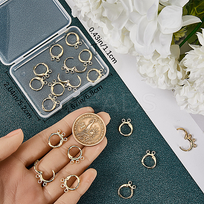 20Pcs 2 Style Brass Huggie Hoop Earring Findings KK-BBC0007-55G-1