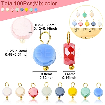 100Pcs Electroplate Glass Charms PALLOY-FZ00017-1