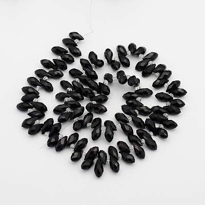 Electroplate Glass Faceted Teardrop Beads Strands X-EGLA-D014-14-1