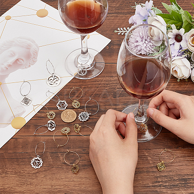 DIY 7 Chakra Wine Glass Charm Making Kit DIY-BC0009-82-1