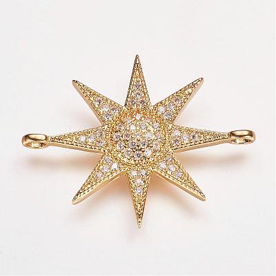 Brass Micro Pave Cubic Zirconia Links ZIRC-P049-17G-1