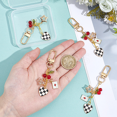 4Pcs Alloy Enamel & Acrylic Pendant Decorations KEYC-NB00031-1