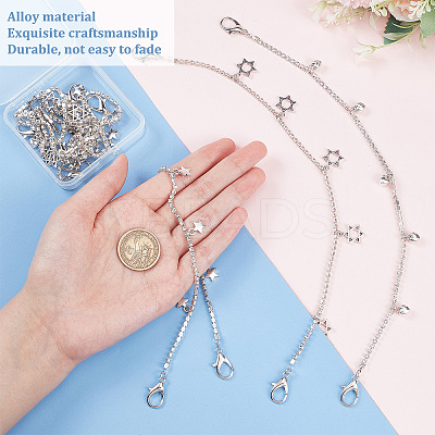 6Pcs 3 Style Alloy Rhinestone Shoe Chains FIND-CP0001-38-1