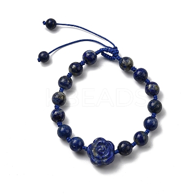 Adjustable Natural Lapis Lazuli Beads Braided Bead Bracelets for Women BJEW-L713-A04-1
