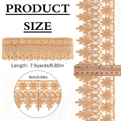 7.5 Yards Polyester Flower Heart Lace Trim Ribbon OCOR-MA0001-45A-1