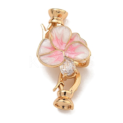 Brass Micro Pave Clear Cubic Zirconia Fold Over Clasps KK-U037-22G-03-1