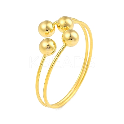 Round Brass Open Cuff Torque Bangles for Women BJEW-Z074-03G-1