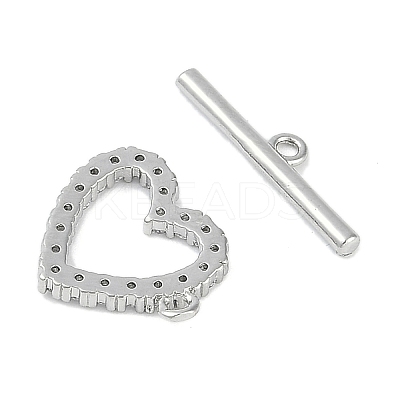 Brass Micro Pave Clear Cubic Zirconia Toggle Clasps LS-KK-K391-07P-1