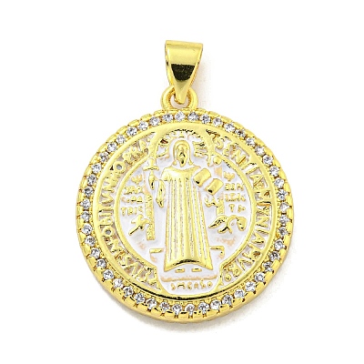 Rack Plating Brass Micro Pave Cubic Zirconia Pendants KK-B091-22G-04-1