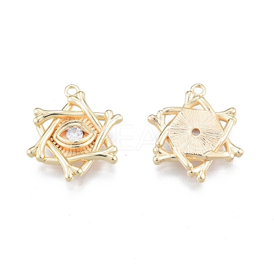 Brass Micro Pave Clear Cubic Zirconia Pendants KK-G432-20G-1