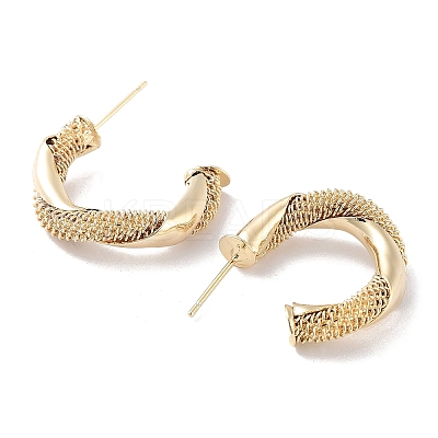 Twist Ring Brass Stud Earrings EJEW-F332-03G-1