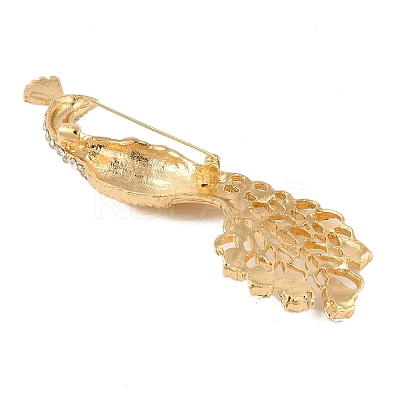 Peacock Alloy Crystal Rhinestone Brooches JEWB-M046-23G-1